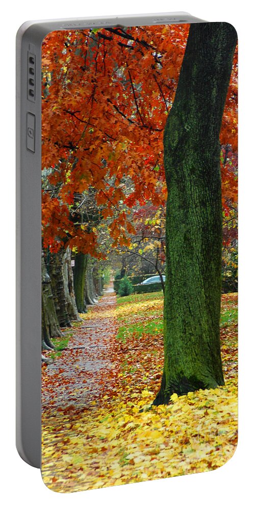 Fall Foliage Portable Battery Charger featuring the photograph East 19 Street Brooklyn New York by Mark Gilman