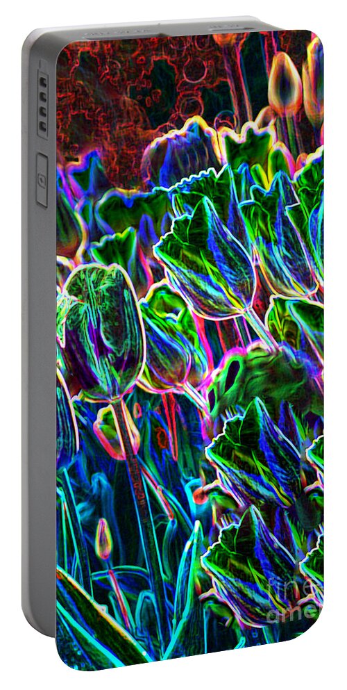 Tulips Portable Battery Charger featuring the photograph Electric Tulips by Louise Magno