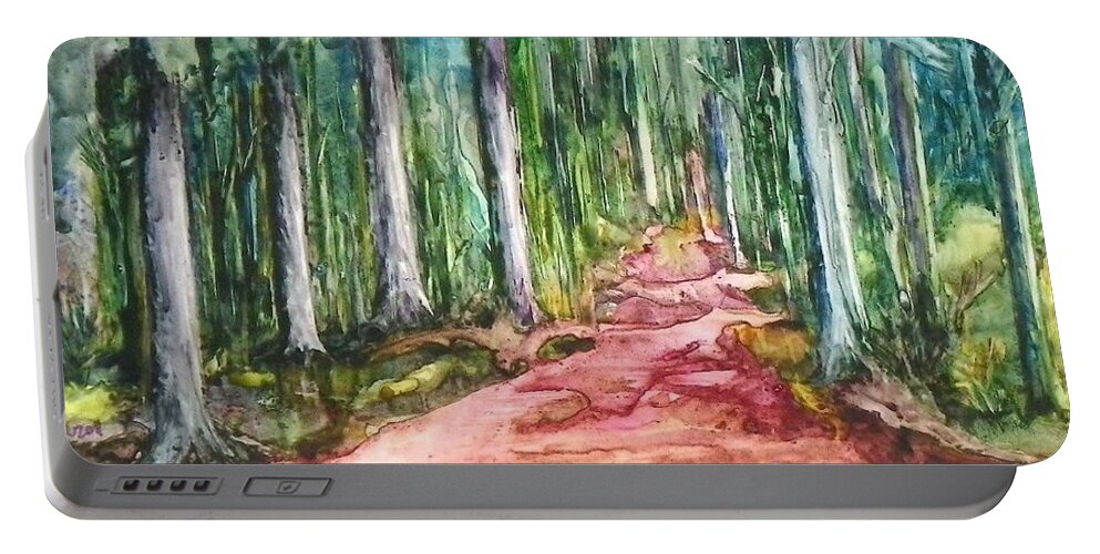 Enchanted Portable Battery Charger featuring the painting Enchanted Forest by Anna Ruzsan