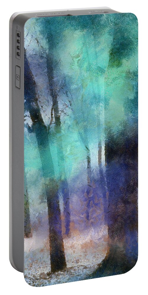 Nature Portable Battery Charger featuring the photograph Enchanted Forest. Painting with Light by Jenny Rainbow