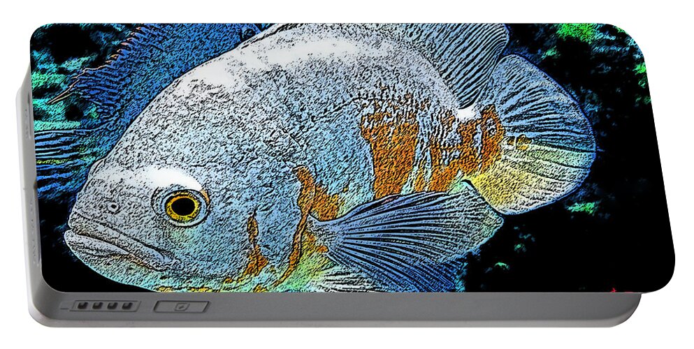 Colette Portable Battery Charger featuring the painting Exotic Fish by Colette V Hera Guggenheim