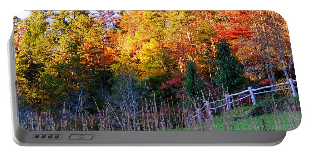 Fall Portable Battery Charger featuring the photograph Fall Trees and Fence by Duane McCullough