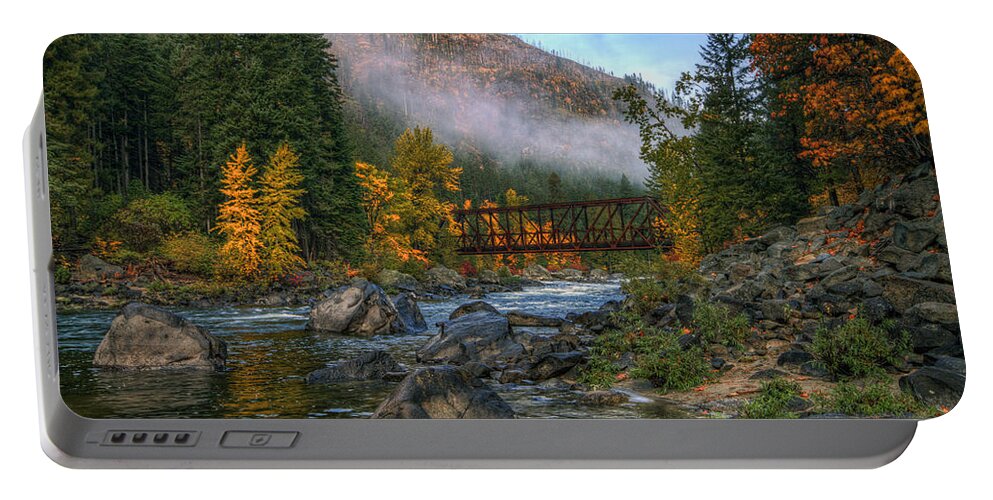 Hdr Portable Battery Charger featuring the photograph Fall up the Tumwater by Brad Granger