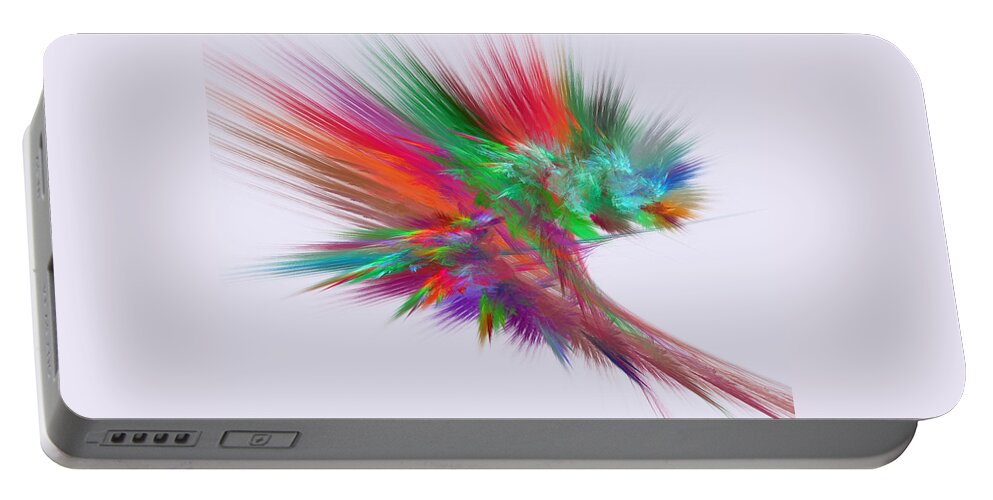 Abstract Portable Battery Charger featuring the digital art Feathery Bouquet on White - Abstract Art by Rod Johnson