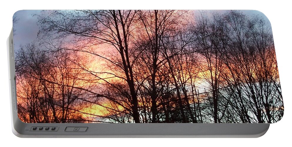 Sunset Portable Battery Charger featuring the photograph Fire In The Sky by Kim Galluzzo Wozniak