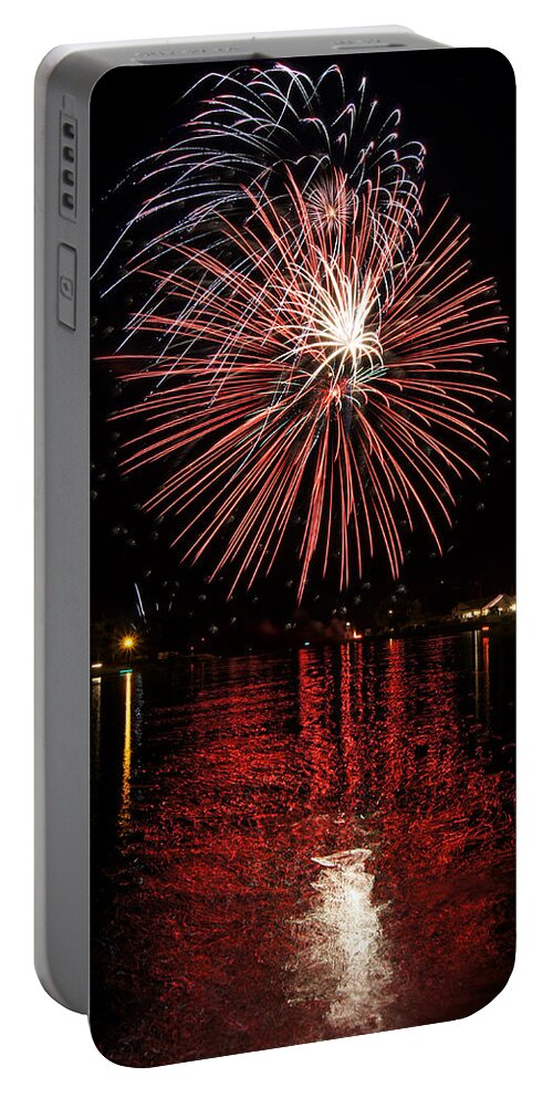 Bill Pevlor Portable Battery Charger featuring the photograph Fireworks Reflections by Bill Pevlor