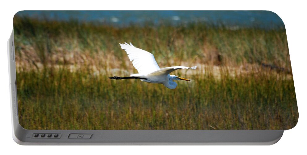 Great Egret Portable Battery Charger featuring the photograph Flight of the Egret by Lori Tambakis
