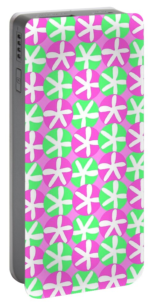 Flowers And Spots (digital) By Louisa Knight (contemporary Artist) Portable Battery Charger featuring the digital art Flowers and Spots by Louisa Knight