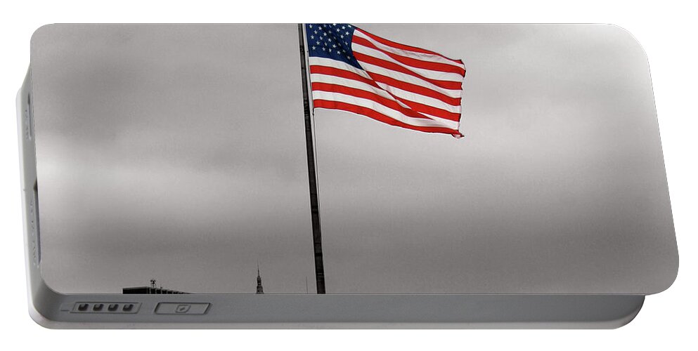 American Flag Portable Battery Charger featuring the photograph Flying the Red White and Blue by La Dolce Vita