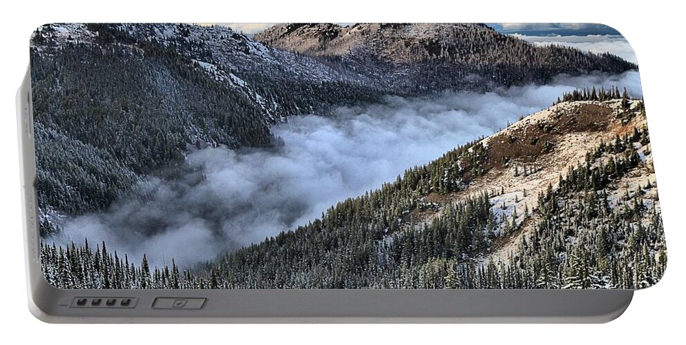 Hurricane Ridge Portable Battery Charger featuring the photograph Fog Below Hurricane by Adam Jewell