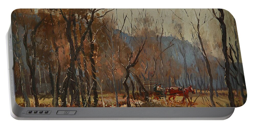 Forest Portable Battery Charger featuring the painting Forest by Shkumbini River by Ylli Haruni