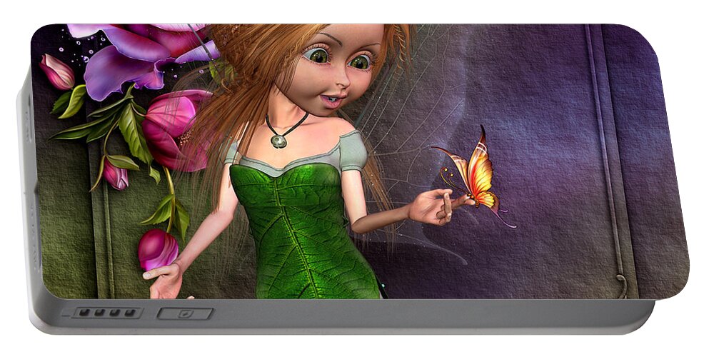 Forest Fairy Olevia In The Garden Portable Battery Charger featuring the digital art Forest fairy olevia in the garden by John Junek