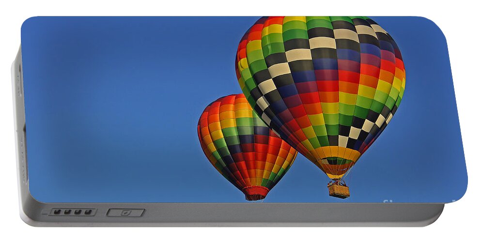 Hot Air Balloon Portable Battery Charger featuring the photograph Fraternal Twin Balloons by Benanne Stiens