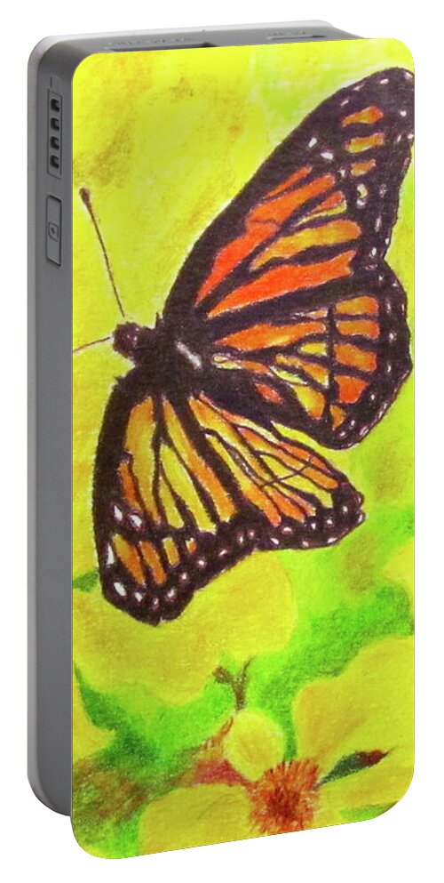 Prismacolors Portable Battery Charger featuring the drawing Free to Fly by Beth Saffer