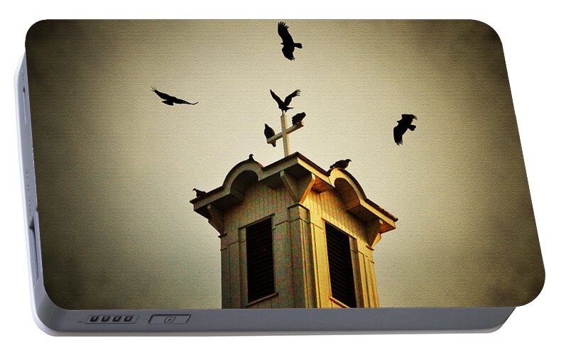 Frenchtown Steeple Portable Battery Charger featuring the photograph Frenchtown Steeple by Bill Cannon