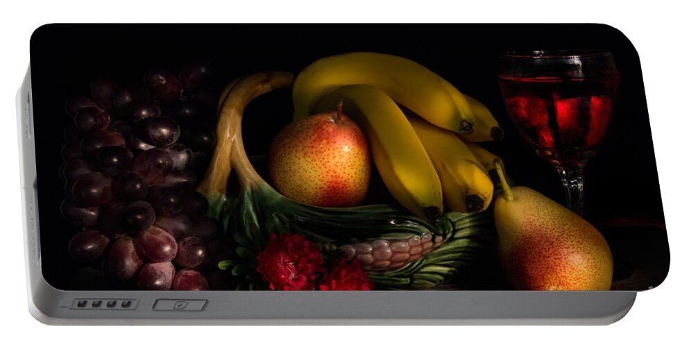 Fruit Portable Battery Charger featuring the photograph Fruit Still Life With Wine by Ann Garrett