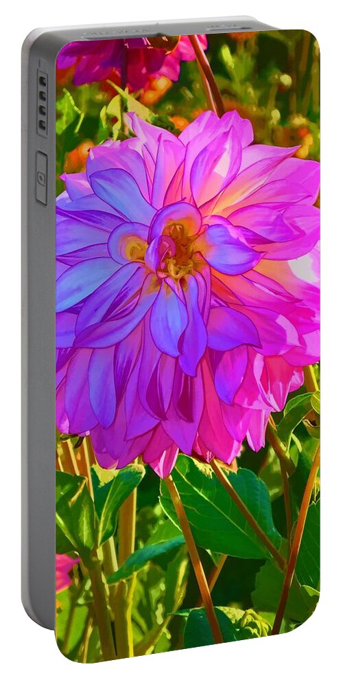 Dahila Portable Battery Charger featuring the photograph Fuchsia Delight by Ken Stanback