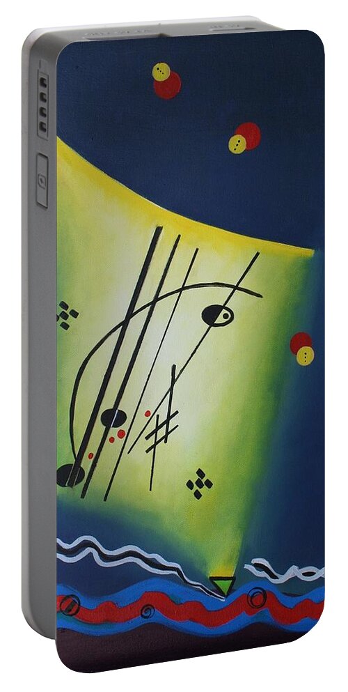Abstract Portable Battery Charger featuring the painting Fuer Elise II by Karin Eisermann