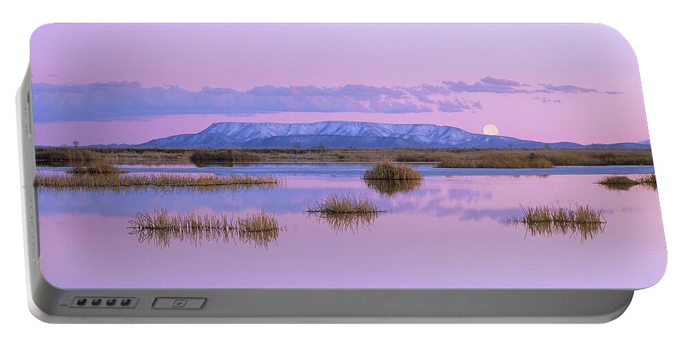 00175937 Portable Battery Charger featuring the photograph Full Moon Rising Over Sangre De Cristo by Tim Fitzharris