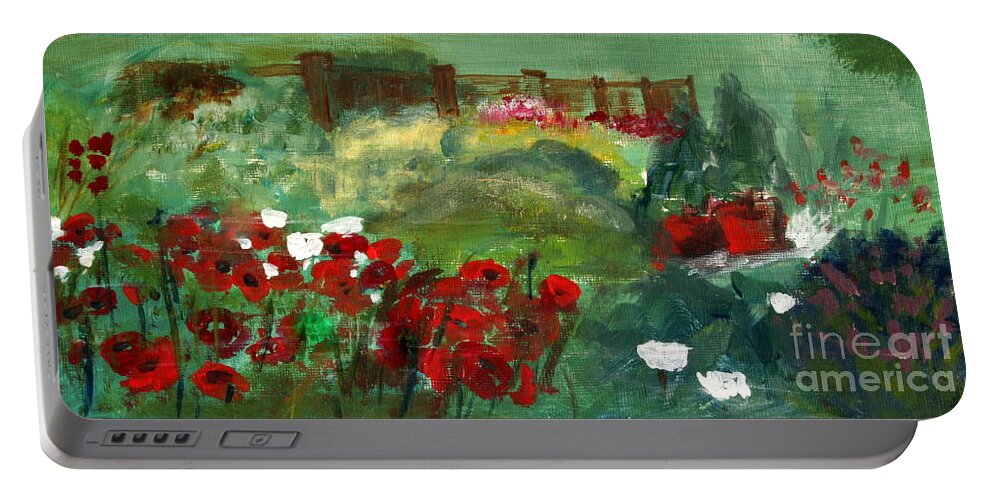 Paintings Portable Battery Charger featuring the painting Garden View by Julie Lueders 