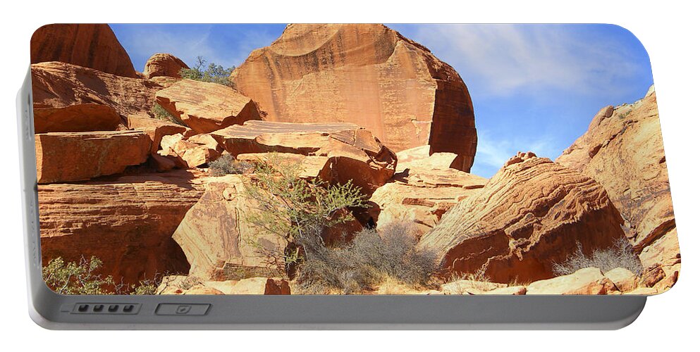 Desert Portable Battery Charger featuring the photograph Giant Sandstone Boulders by Frank Wilson