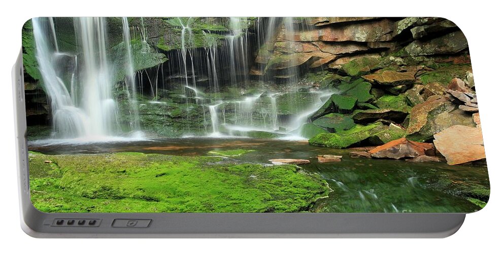 Elakala Falls Portable Battery Charger featuring the photograph Green Forest Falls by Adam Jewell