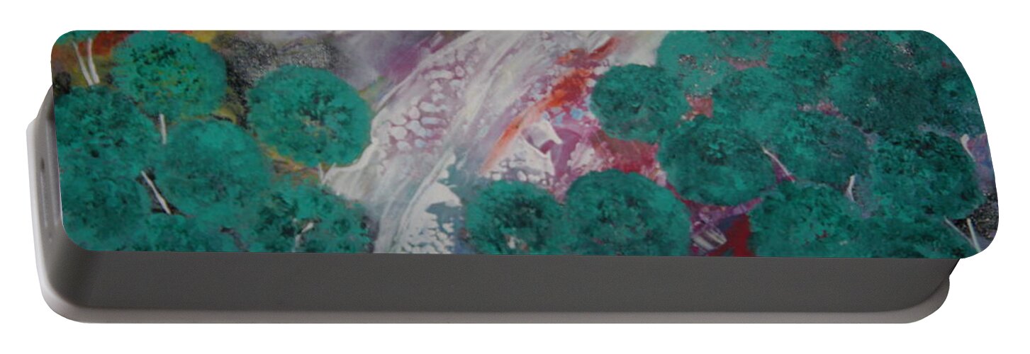Forest Portable Battery Charger featuring the painting Green Forest by Sima Amid Wewetzer