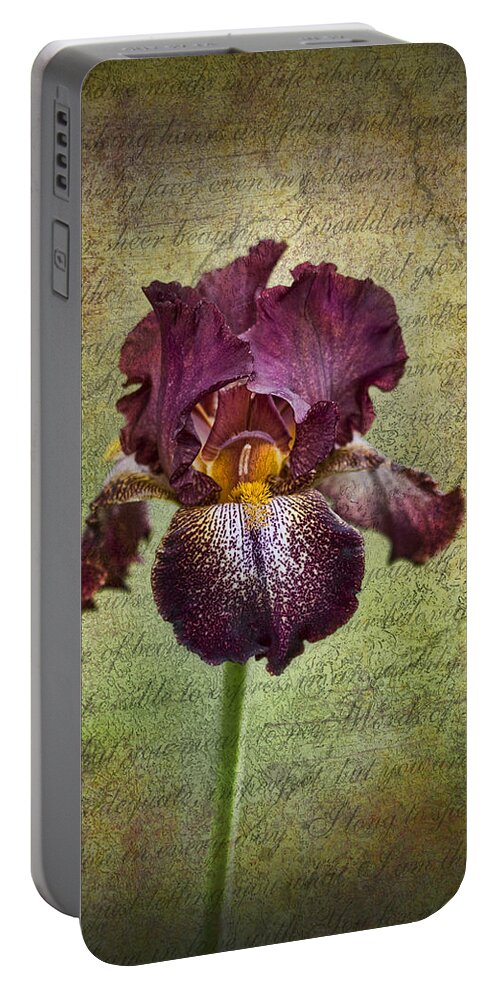 Iris Portable Battery Charger featuring the photograph Grunge Textures and Iris Love Letters by Kathy Clark