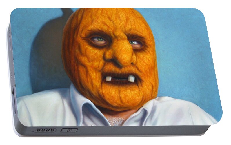 Halloween Portable Battery Charger featuring the painting Heavy Vegetable-head by James W Johnson