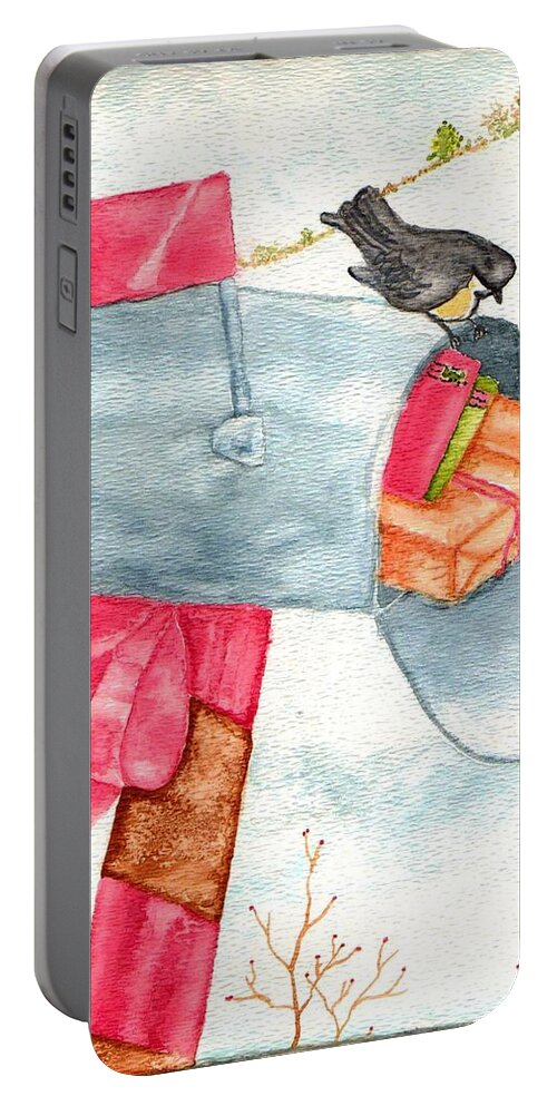 Holiday Portable Battery Charger featuring the painting Holiday Mail by Paula Ayers