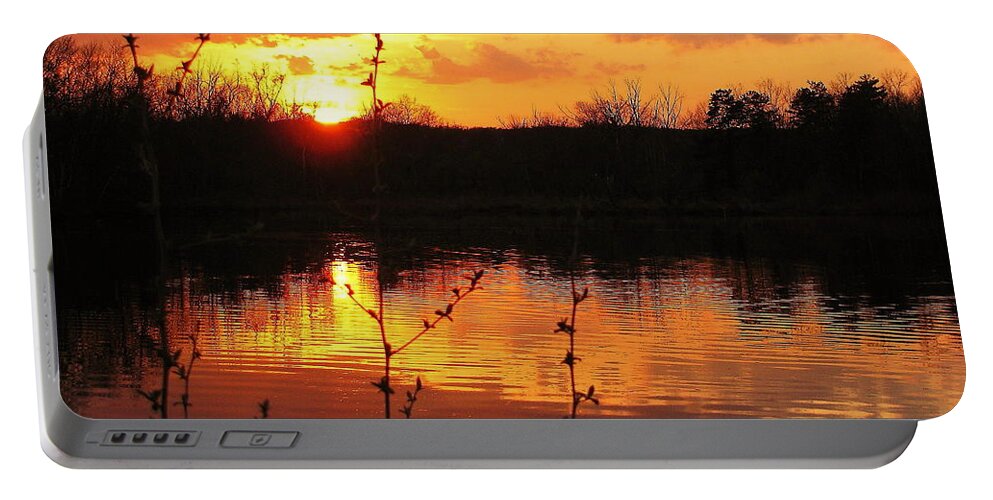 Horn Pond Portable Battery Charger featuring the photograph Horn Pond Sunset 8 by Jeff Heimlich