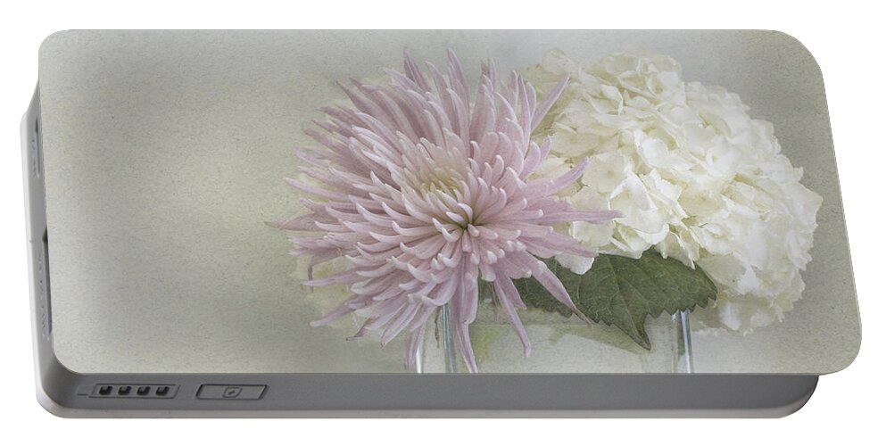 Hydrangea Portable Battery Charger featuring the photograph Hydrangea and mum by Cindy Garber Iverson