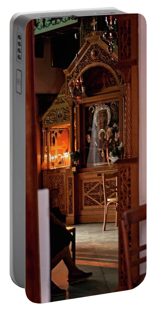Church Portable Battery Charger featuring the photograph In Private Prayer by Lorraine Devon Wilke