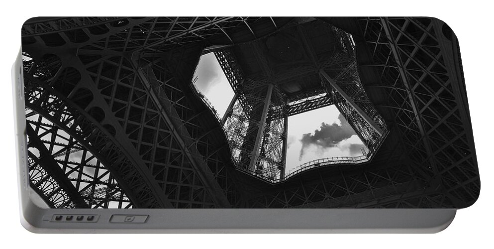 Eiffel Tower Portable Battery Charger featuring the photograph Inside the Eiffel Tower by Eric Tressler