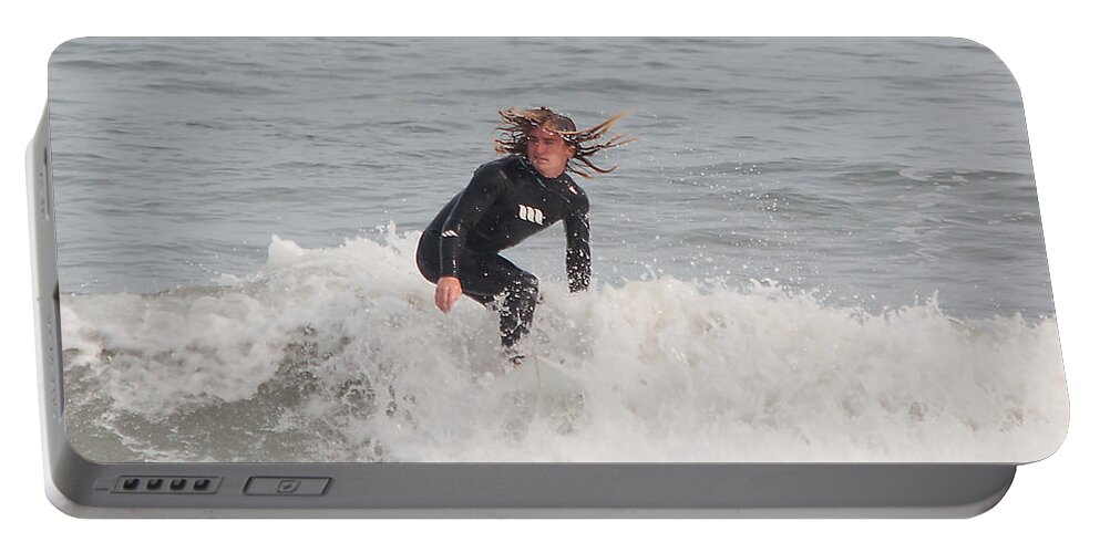 Surfer Portable Battery Charger featuring the photograph Intense Surfer by Kenneth Albin