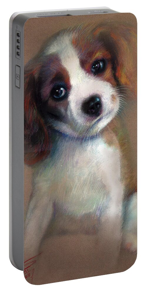 Jack Russell Terrier Dog Portable Battery Charger featuring the pastel Jack Russell Terrier Dog by Ylli Haruni