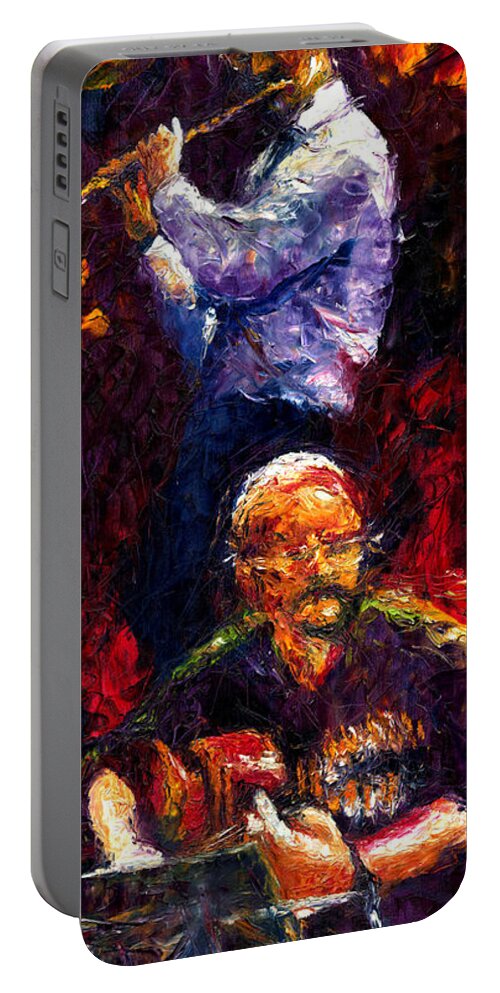 Jazz Portable Battery Charger featuring the painting Jazz Duet 1 by Yuriy Shevchuk
