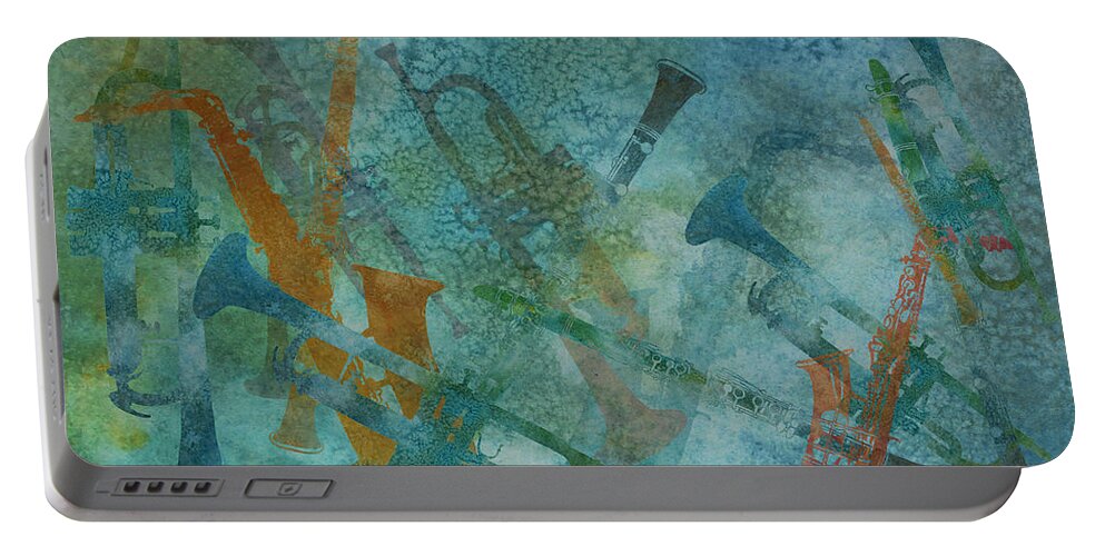 Jazz Portable Battery Charger featuring the painting Jazz Improvisation One by Jenny Armitage