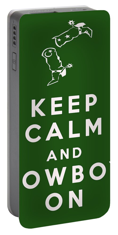 Keep Calm And Cowboy On Portable Battery Charger featuring the digital art Keep Calm and Cowboy On by Georgia Clare