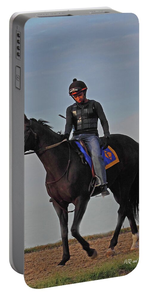 Thorougbred Race Horse Portable Battery Charger featuring the photograph Knight Jockey by PJQandFriends Photography