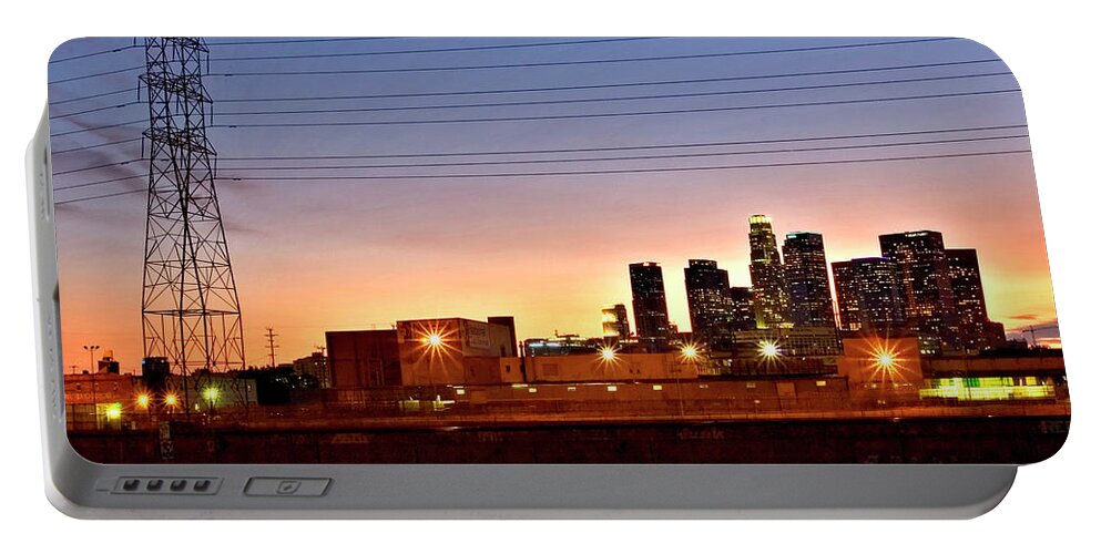 Endre Portable Battery Charger featuring the photograph LA Sunset by Endre Balogh