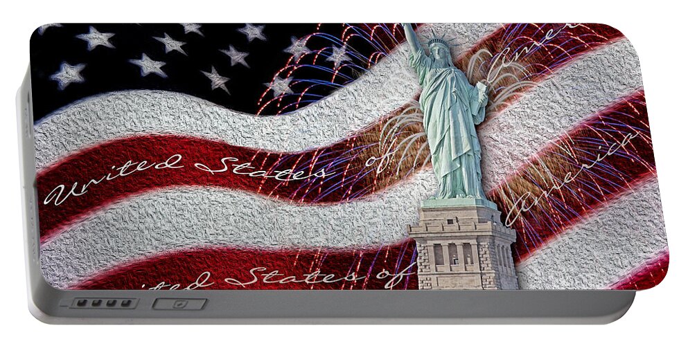 Lady Liberty Portable Battery Charger featuring the photograph Lady Liberty by Susan Candelario