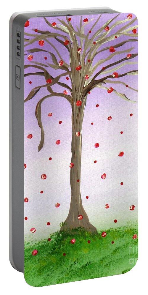 Trees Portable Battery Charger featuring the painting Lavendar Sky Wishing Tree by Alys Caviness-Gober