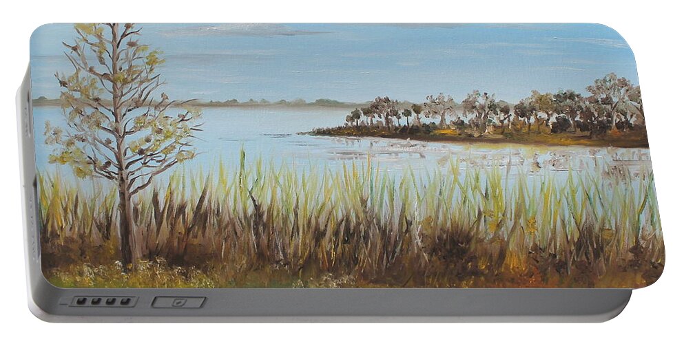 Landscape Portable Battery Charger featuring the painting Leesburg by Larry Whitler