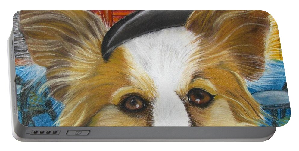 Painting Of Dog Portable Battery Charger featuring the painting Les Bistro Neo by Michelle Hayden-Marsan