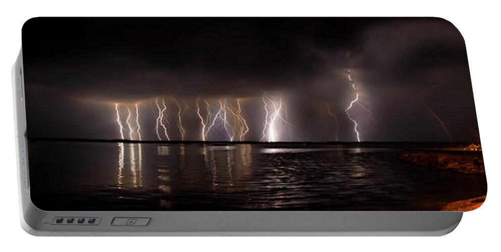 Lightning Portable Battery Charger featuring the photograph Lightning Panorama by Brian Fisher