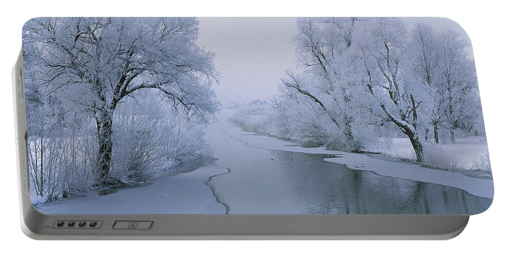 Mp Portable Battery Charger featuring the photograph Loisach River Covered With A Dusting by Konrad Wothe