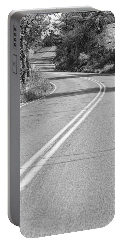 Roads Portable Battery Charger featuring the photograph Long and Winding Road BW by James BO Insogna