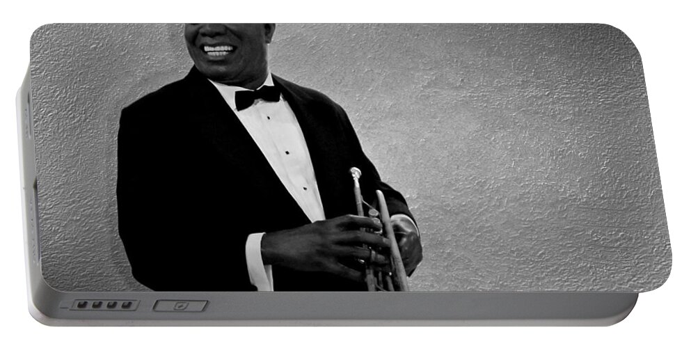 Louis Armstrong Portable Battery Charger featuring the photograph Louis Armstrong BW by David Dehner