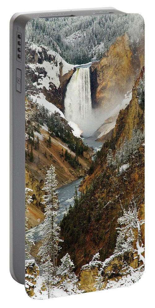 Yellowstone Portable Battery Charger featuring the photograph Lower Falls by Steve Stuller